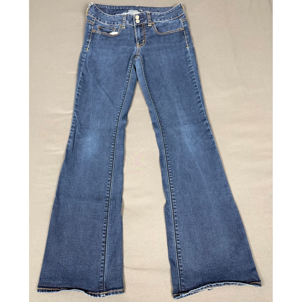 American Eagle Artist Flare Jeans Women 6 Blue Super Stretch Low Rise Denim